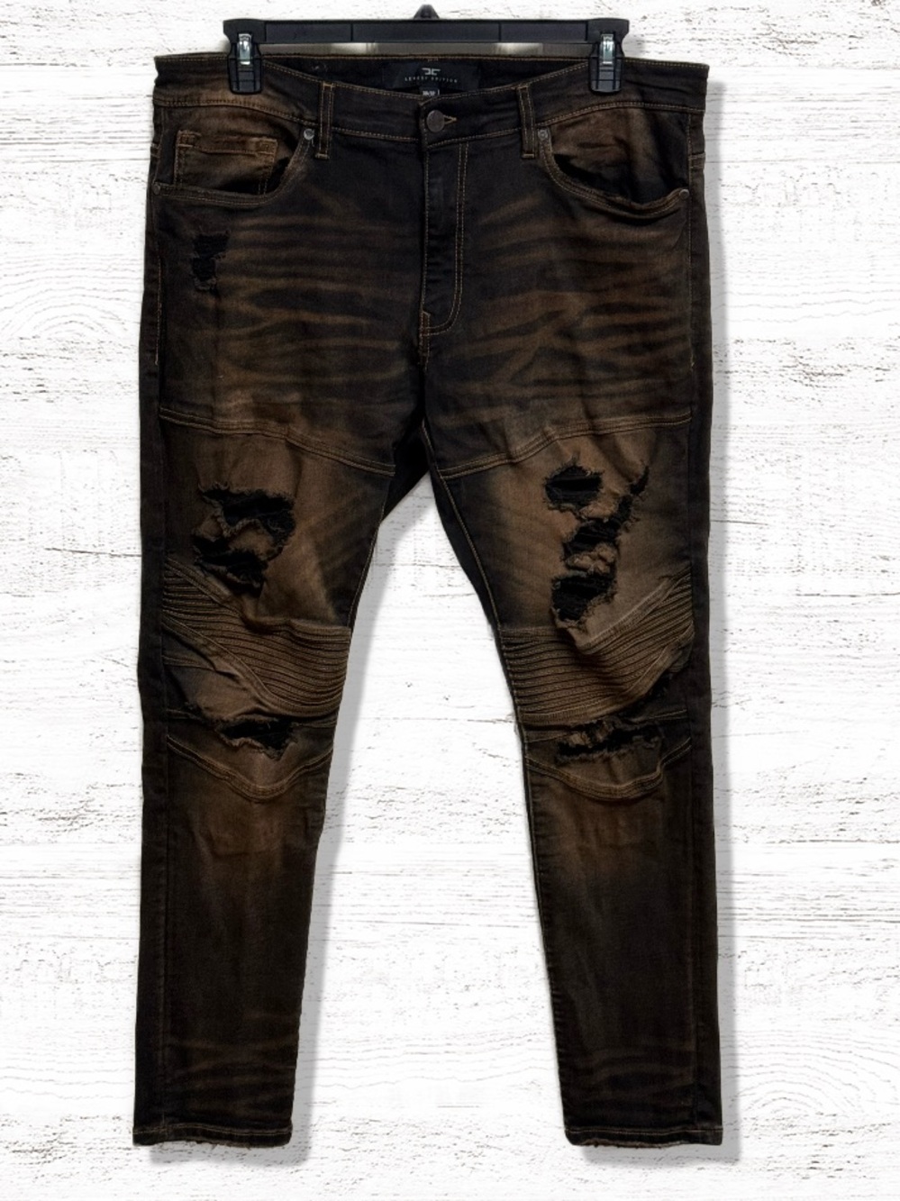 Jordan Craig Legacy Edition Molten Copper & Black Moto Jeans Size 38x32